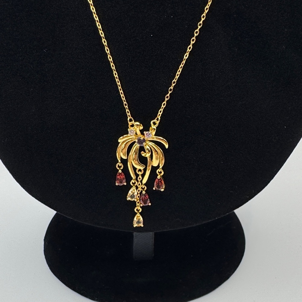 Gold and Red Gemstone Necklace